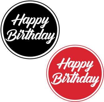 Bellatio Decorations Verjaardag Bierviltjes / Onderzetters - 20x stuks - zwart/rood - D10 cm - tafel versiering