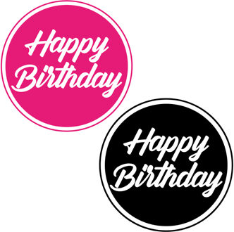 Bellatio Decorations Verjaardag Bierviltjes / Onderzetters - 20x stuks - zwart/roze - D10 cm - tafel versiering