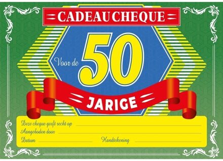 Bellatio Decorations Verjaardag cadeau cheque Abraham 50 jaar A4 formaat