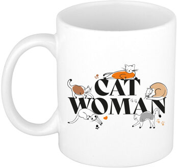 Bellatio Decorations Verjaardag cadeau koffie/thee mok - wit - kat/poes - Cat Women - 300 ml - keramiek