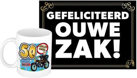 Bellatio Decorations Verjaardag cadeau koffiemok 50 jaar - man - crisis - met gefeliciteerd ouwe zak wenskaart