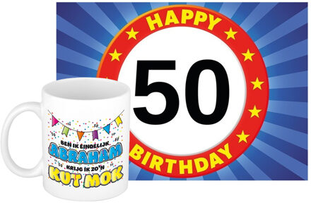 Bellatio Decorations Verjaardag cadeau koffiemok 50 jaar - man - kut mok - met A5 formaat wenskaart