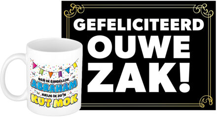 Bellatio Decorations Verjaardag cadeau koffiemok 50 jaar - man - kut mok - met gefeliciteerd ouwe zak wenskaart