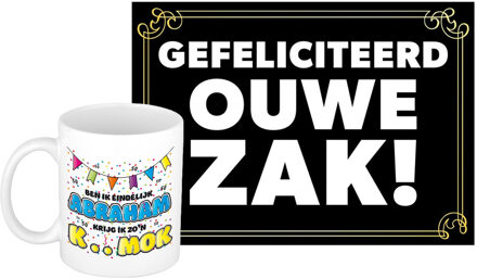 Bellatio Decorations Verjaardag cadeau koffiemok 50 jaar - man - kut mok - met gefeliciteerd ouwe zak wenskaart