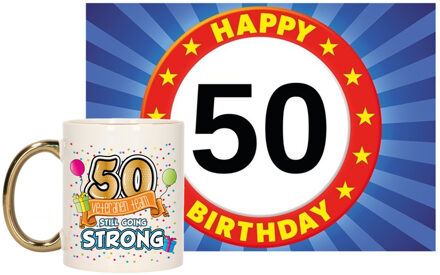 Bellatio Decorations Verjaardag cadeau koffiemok 50 jaar - man - veteranen team - met A5 formaat wenskaart