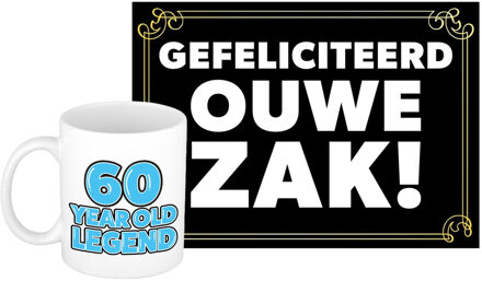 Bellatio Decorations Verjaardag cadeau koffiemok 60 jaar - man - legende- met gefeliciteerd ouwe zak wenskaart