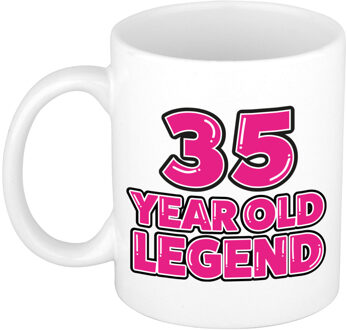 Bellatio Decorations Verjaardag cadeau mok 35 jaar - al zo oud - legende - roze - 350 ml - keramiek