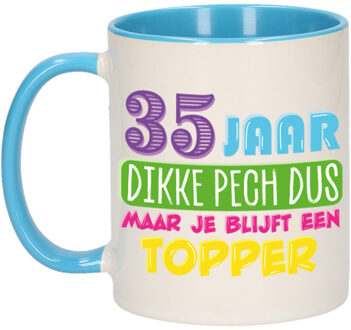 Bellatio Decorations Verjaardag cadeau mok 35 jaar - blauw - dikke pech dus - 300 ml - keramiek