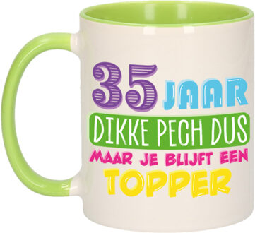 Bellatio Decorations Verjaardag cadeau mok 35 jaar - groen - dikke pech dus - 300 ml - keramiek