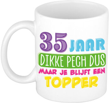 Bellatio Decorations Verjaardag cadeau mok 35 jaar - wit - dikke pech dus - 300 ml - keramiek