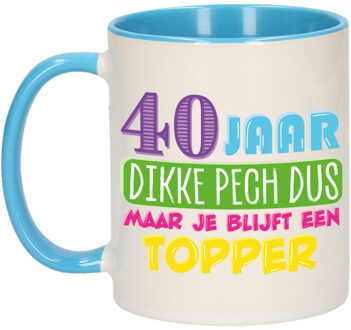 Bellatio Decorations Verjaardag cadeau mok 40 jaar - blauw - dikke pech dus - 300 ml - keramiek