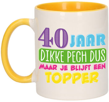 Bellatio Decorations Verjaardag cadeau mok 40 jaar - geel - dikke pech dus - 300 ml - keramiek