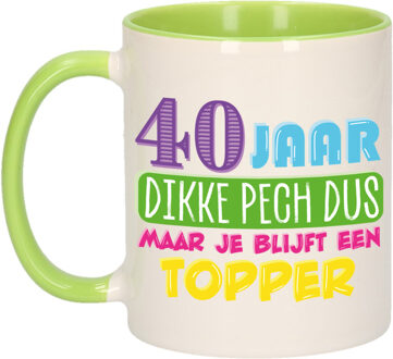 Bellatio Decorations Verjaardag cadeau mok 40 jaar - groen - dikke pech dus - 300 ml - keramiek