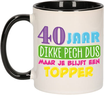 Bellatio Decorations Verjaardag cadeau mok 40 jaar - zwart - dikke pech dus - 300 ml - keramiek