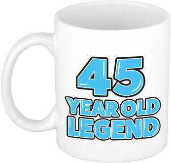 Bellatio Decorations Verjaardag cadeau mok 45 jaar - al zo oud - legende - blauw - 300 ml - keramiek