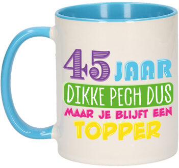 Bellatio Decorations Verjaardag cadeau mok 45 jaar - blauw - dikke pech dus - 300 ml - keramiek