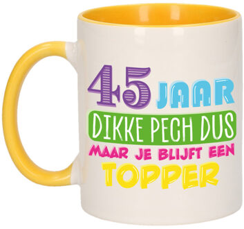 Bellatio Decorations Verjaardag cadeau mok 45 jaar - geel - dikke pech dus - 300 ml - keramiek