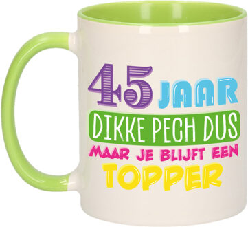 Bellatio Decorations Verjaardag cadeau mok 45 jaar - groen - dikke pech dus - 300 ml - keramiek
