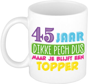 Bellatio Decorations Verjaardag cadeau mok 45 jaar - wit - dikke pech dus - 300 ml - keramiek