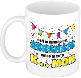 Bellatio Decorations verjaardag/cadeau mok 50 jaar - Abraham - keramiek - 300 ml - feest mokken Multikleur