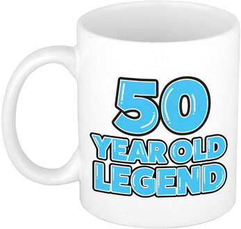 Bellatio Decorations Verjaardag cadeau mok 50 jaar - al zo oud - legende - blauw - 350 ml - keramiek - Abraham