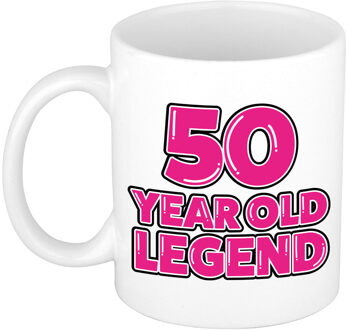 Bellatio Decorations Verjaardag cadeau mok 50 jaar - al zo oud - legende - roze - 350 ml - keramiek - Sarah