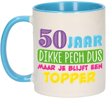 Bellatio Decorations Verjaardag cadeau mok 50 jaar - blauw - dikke pech dus - 300 ml - Abraham/Sarah