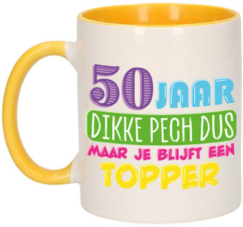 Bellatio Decorations Verjaardag cadeau mok 50 jaar - geel - dikke pech dus - 300 ml - Abraham/Sarah