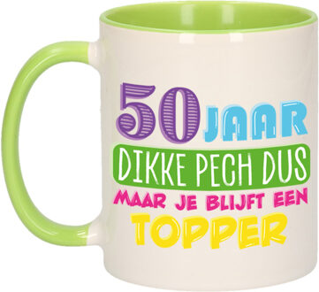 Bellatio Decorations Verjaardag cadeau mok 50 jaar - groen - dikke pech dus - 300 ml - Abraham/Sarah