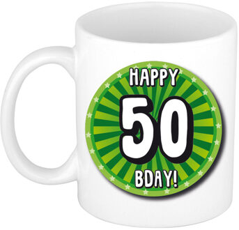 Bellatio Decorations Verjaardag cadeau mok 50 jaar - groen - wiel - 300 ml - keramiek - Sarah/Abraham