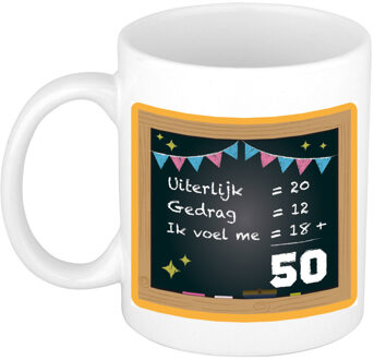 Bellatio Decorations Verjaardag cadeau mok 50 jaar - oranje - 300 ml - Sarah/Abraham - feest mokken