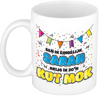 Bellatio Decorations verjaardag/cadeau mok 50 jaar - Sarah - keramiek - 300 ml - feest mokken Multikleur