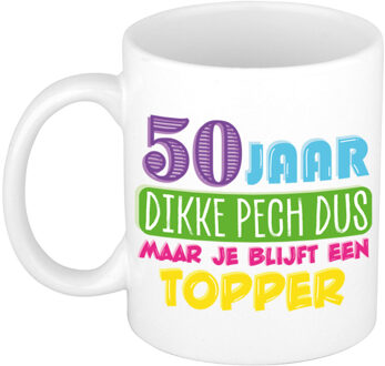 Bellatio Decorations Verjaardag cadeau mok 50 jaar - wit - dikke pech dus - 300 ml - Abraham/Sarah