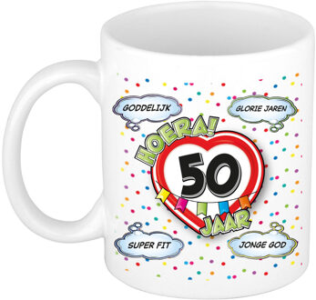 Bellatio Decorations Verjaardag cadeau mok 50 jaar - wit - glorie jaren - 300 ml - keramiek - Abraham