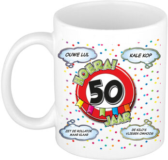 Bellatio Decorations Verjaardag cadeau mok 50 jaar - wit - ouwe lul - 300 ml - keramiek - Abraham