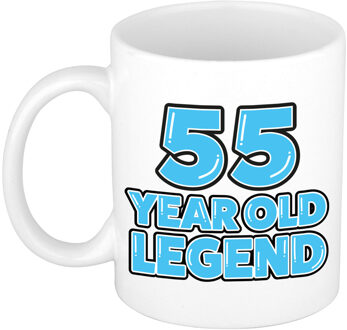 Bellatio Decorations Verjaardag cadeau mok 55 jaar - al zo oud - legende - blauw - 300 ml - keramiek