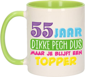 Bellatio Decorations Verjaardag cadeau mok 55 jaar - groen - dikke pech dus - 300 ml - Keramiek