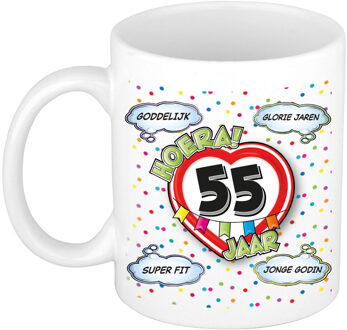 Bellatio Decorations Verjaardag cadeau mok 55 jaar - wit - goddelijk - 300 ml - keramiek