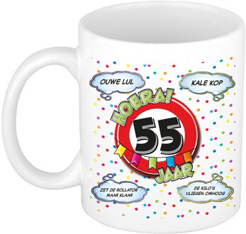 Bellatio Decorations Verjaardag cadeau mok 55 jaar - wit - ouwe lul - 300 ml - keramiek