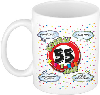 Bellatio Decorations Verjaardag cadeau mok 55 jaar - wit - ouwe taart - 300 ml - keramiek