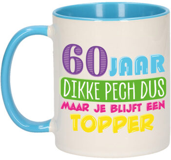 Bellatio Decorations Verjaardag cadeau mok 60 jaar - blauw - dikke pech dus - 300 ml - keramiek