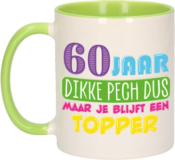 Bellatio Decorations Verjaardag cadeau mok 60 jaar - groen - dikke pech dus - 300 ml - Keramiek
