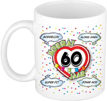 Bellatio Decorations Verjaardag cadeau mok 60 jaar - wit - glorie jaren - 300 ml - keramiek