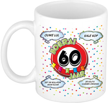 Bellatio Decorations Verjaardag cadeau mok 60 jaar - wit - ouwe lul - 300 ml - keramiek