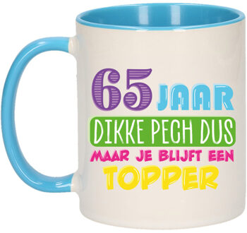 Bellatio Decorations Verjaardag cadeau mok 65 jaar - blauw - dikke pech dus - 300 ml - keramiek