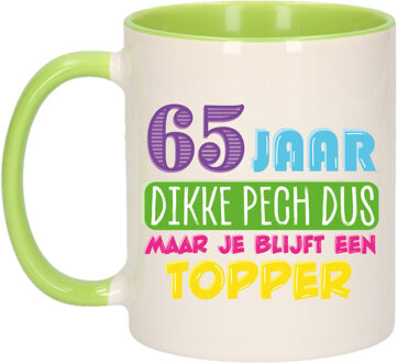 Bellatio Decorations Verjaardag cadeau mok 65 jaar - groen - dikke pech dus - 300 ml - Keramiek