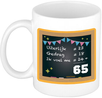 Bellatio Decorations Verjaardag cadeau mok 65 jaar - oranje - rekenen - 300 ml - keramiek - feest mokken