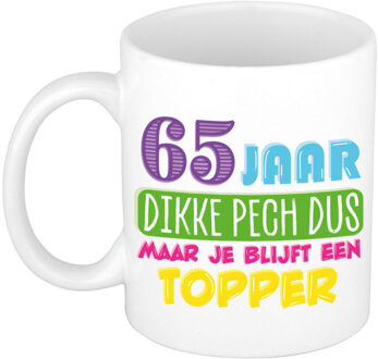Bellatio Decorations Verjaardag cadeau mok 65 jaar - wit - dikke pech dus - 300 ml - Keramiek