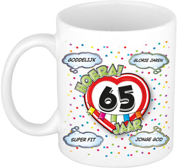 Bellatio Decorations Verjaardag cadeau mok 65 jaar - wit - glorie jaren - 300 ml - keramiek