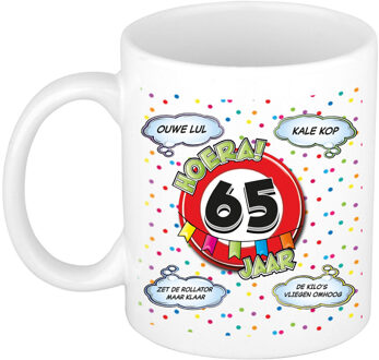 Bellatio Decorations Verjaardag cadeau mok 65 jaar - wit - ouwe lul - 300 ml - keramiek